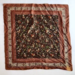 Vintage Equestrian Horse Riding Square Brown Scarf